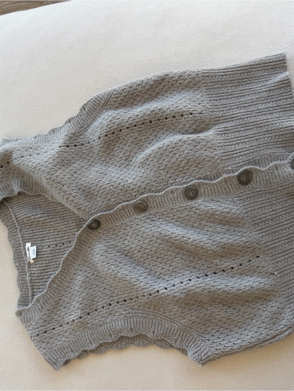 Urban Outfitters Light Gray V-Neck Buttoned Sweater Vest